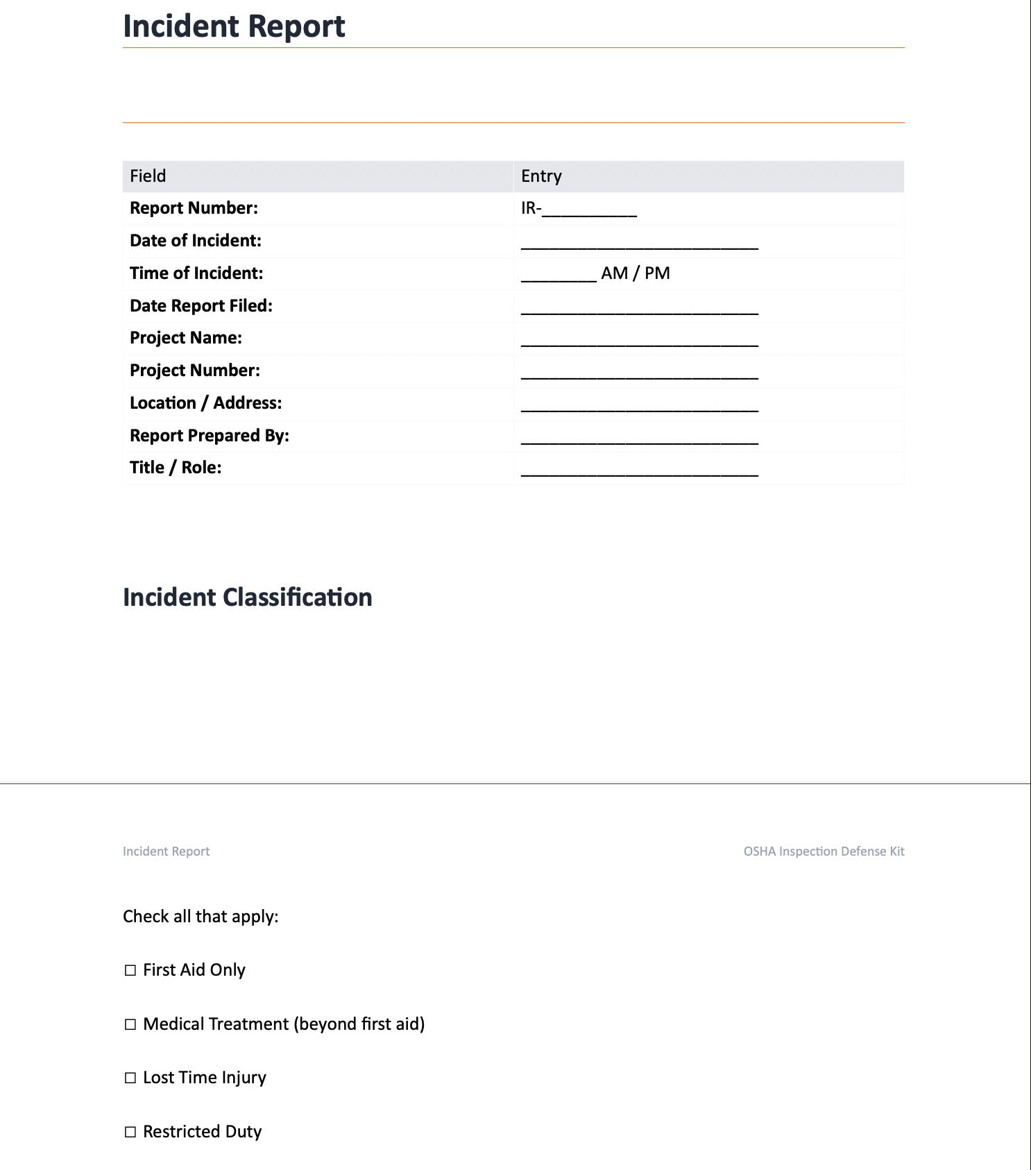 Incident Report Template